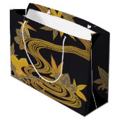 Grand Sac Cadeau Feuille d'érable japonaise et eau courante (Dos Angle)