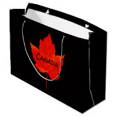 Grand Sac Cadeau Feuille d'érable noire rouge de la fête du Canada (Dos Angle)
