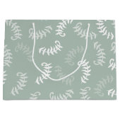 Grand Sac Cadeau Feuilles botaniques verts turquoises (Devant)