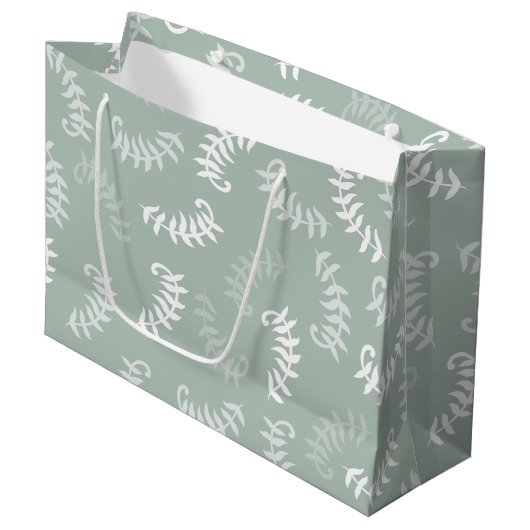 Grand Sac Cadeau Feuilles botaniques verts turquoises (Devant Angle)