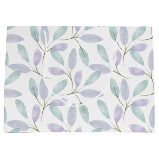 Grand Sac Cadeau Feuilles d'aquarelle de la collection Jennifer