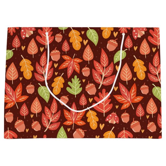 Grand Sac Cadeau Feuilles d'automne (Devant)