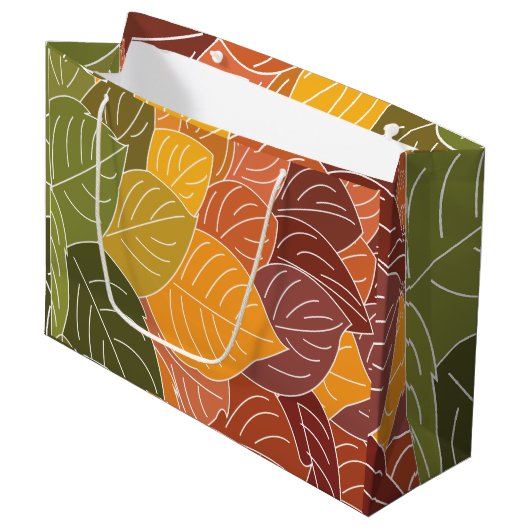 Grand Sac Cadeau Feuilles d'automne (Devant Angle)