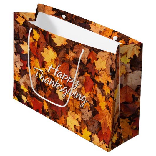 Grand Sac Cadeau Feuilles d'automne 6 (Devant Angle)