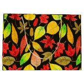 Grand Sac Cadeau Feuilles d'automne aquarelle foncée (Dos)