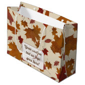 Grand Sac Cadeau Feuilles d'automne avec couleur personnalisée et É (Devant Angle)