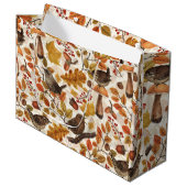 Grand Sac Cadeau Feuilles d'automne, baies, champignons et fleurs (Devant Angle)