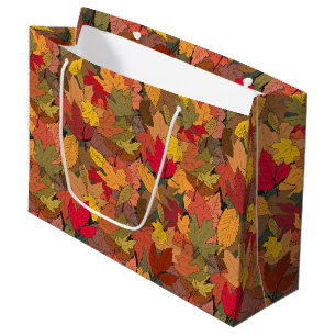 Grand Sac Cadeau Feuilles d'automne colorées