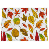 Grand Sac Cadeau Feuilles d'automne en blanc (Devant)