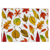 Grand Sac Cadeau Feuilles d'automne en blanc (Dos)