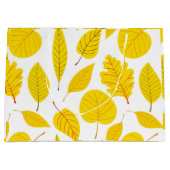 Grand Sac Cadeau Feuilles d'automne en jaune (Devant)