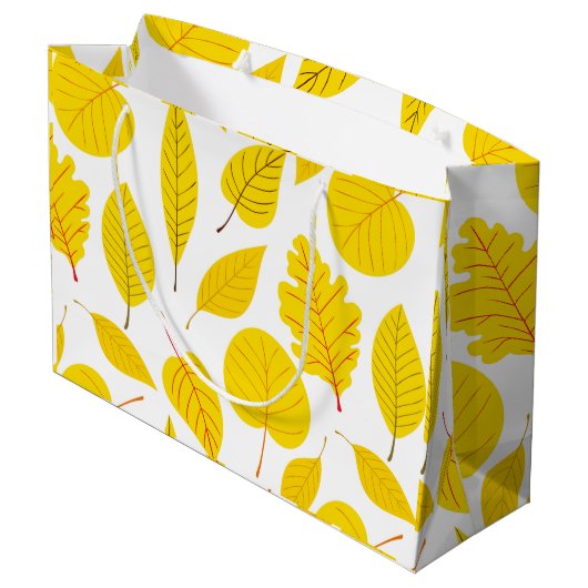 Grand Sac Cadeau Feuilles d'automne en jaune (Dos Angle)