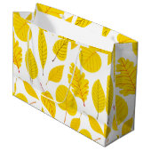 Grand Sac Cadeau Feuilles d'automne en jaune (Devant Angle)