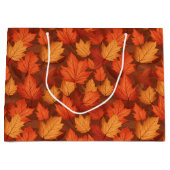Grand Sac Cadeau Feuilles d'automne orange (Devant)