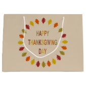 Grand Sac Cadeau Feuilles de chêne de Thanksgiving (Devant)