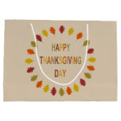 Grand Sac Cadeau Feuilles de chêne de Thanksgiving (Dos)