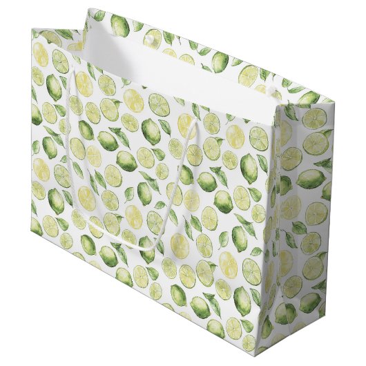 Grand Sac Cadeau Feuilles de limes vertes Fruit (Devant Angle)