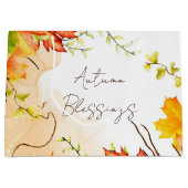 Grand Sac Cadeau Feuilles d'érable d'automne avec texte personnalis (Devant)