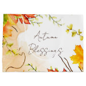 Grand Sac Cadeau Feuilles d'érable d'automne avec texte personnalis (Dos)