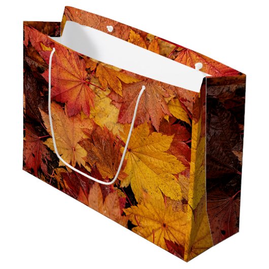 GRAND SAC CADEAU FEUILLES D'OR D'AUTOMNE (Devant Angle)
