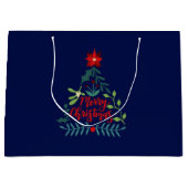 Grand Sac Cadeau Feuilles du feuillage de Noël (Devant)