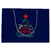 Grand Sac Cadeau Feuilles du feuillage de Noël (Dos)