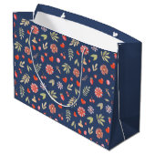 Grand Sac Cadeau Feuilles et fleurs romantiques (Dos Angle)