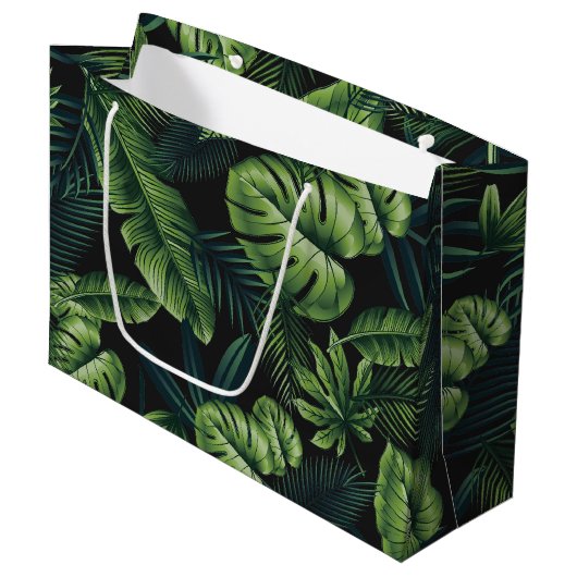 Grand Sac Cadeau Feuilles tropicaux (Devant Angle)