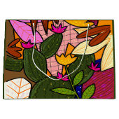 Grand Sac Cadeau feuilles tropicaux Abstraits et fleurs (Devant)