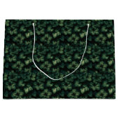 Grand Sac Cadeau Feuilles Vert Foncé (Devant)