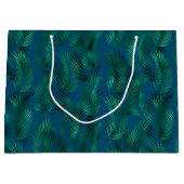 Grand Sac Cadeau Feuilles verts bleus tropicaux (Devant)