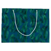 Grand Sac Cadeau Feuilles verts bleus tropicaux (Dos)