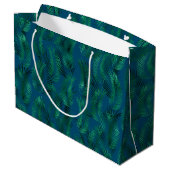 Grand Sac Cadeau Feuilles verts bleus tropicaux (Dos Angle)