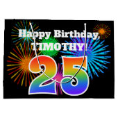 Grand Sac Cadeau Feux d'artifice d'amusement + Motif "25" (Dos)