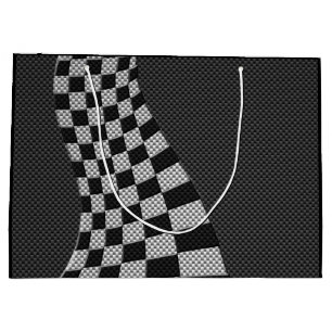Grand Sac Cadeau Fibre de carbone comme course Drapeau Wave Print