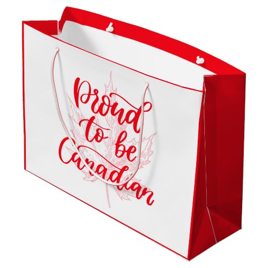 Grand Sac Cadeau Fière d'être la Feuille d'érable canadienne | Fête (Dos Angle)