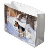 Grand Sac Cadeau Fil Fox Terrier Laisser neiger Noël (Dos Angle)