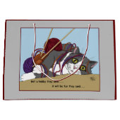 Grand Sac Cadeau Fil Tricot drôle Chat (Devant)