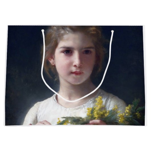 Grand Sac Cadeau Fille avec Mimosa, Bouguereau (Devant)