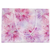 Grand Sac Cadeau Fille Blush Rose Chic Lavande Florale Anniversaire (Dos)