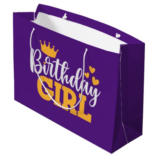 Grand Sac Cadeau Fille d'anniversaire (Dos Angle)