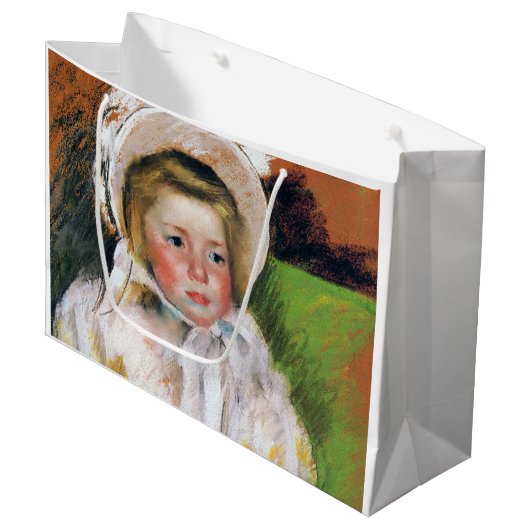 Grand Sac Cadeau Fille dans une Bonnet Blanche, Mary Cassatt (Devant Angle)