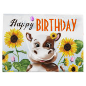 Grand Sac Cadeau Fille de Tournesol de vache premier anniversaire (Dos)