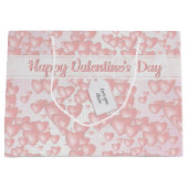 Grand Sac Cadeau Fille Flottant Pink Valentine Coeurs Votre Msg. (Devant)