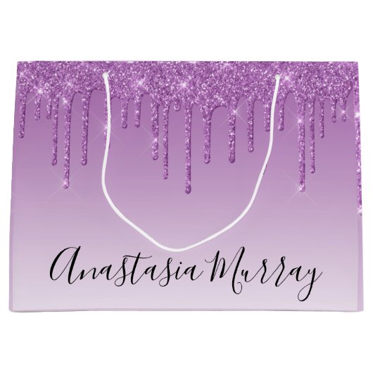 Grand Sac Cadeau Fille & Glam Purple Lilac Parties scintillant Driv (Devant)