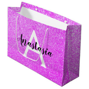 Grand Sac Cadeau Fille Glam Purple Parties scintillant Étincelles N