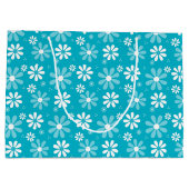 Grand Sac Cadeau Fille Monogramme Turquoise Daisy Fleurs Avec Nom (Dos)