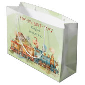 Grand Sac Cadeau Fille moteur de train 3e anniversaire (Dos Angle)