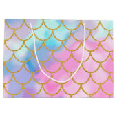 Grand Sac Cadeau Fille Pastel Ombre Parties scintillant or Sirène (Dos)