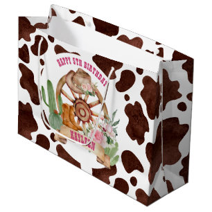 Grand Sac Cadeau Fille rodéo western anniversaire personnalisé